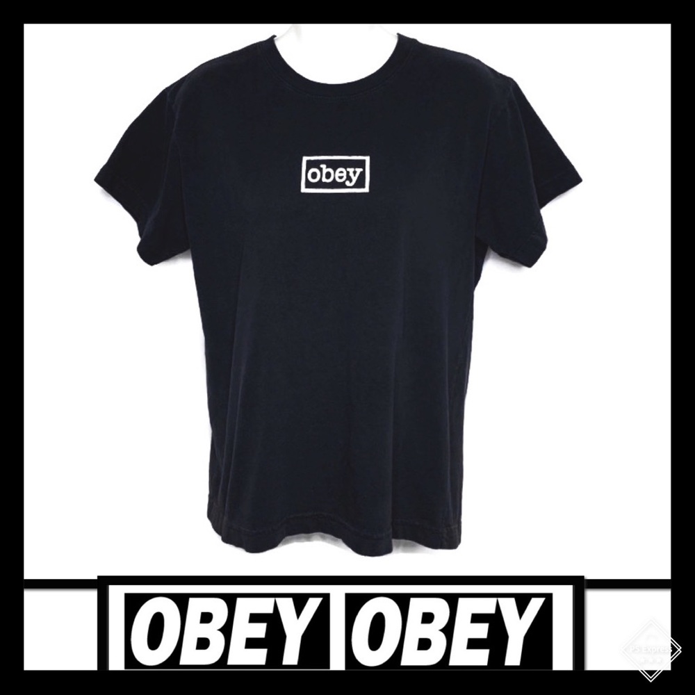 OBEY WORLDWIDE Black & White Tee Sz S GUC